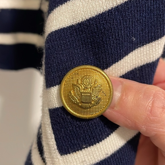 Vintage Navy and White Striped Cardigan with Gold Buttons - Picture 3 of 3